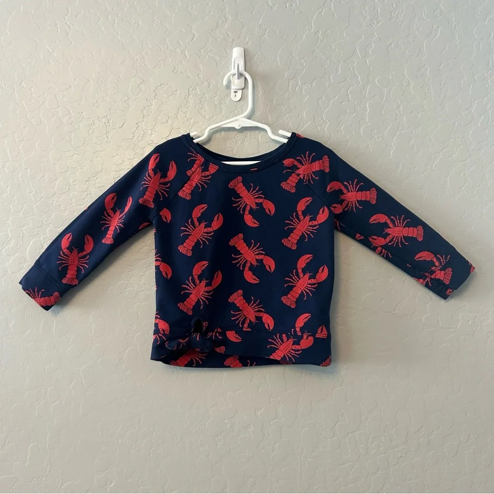 Old Navy long sleeve navy blue and red lobster print sweatshirt size 3T